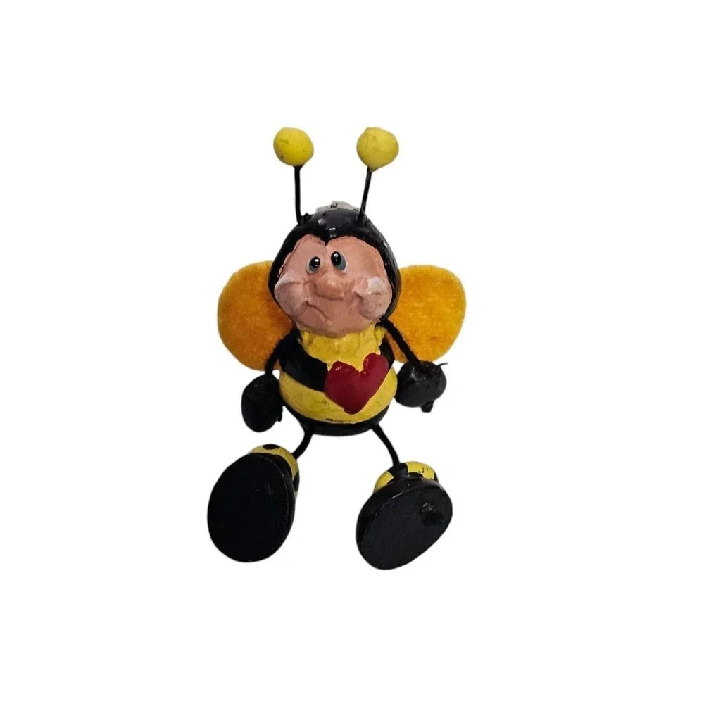 Whimsical‎ Bee Pin Brooch Figurine with Heart Accent - Cute Lapel Pin